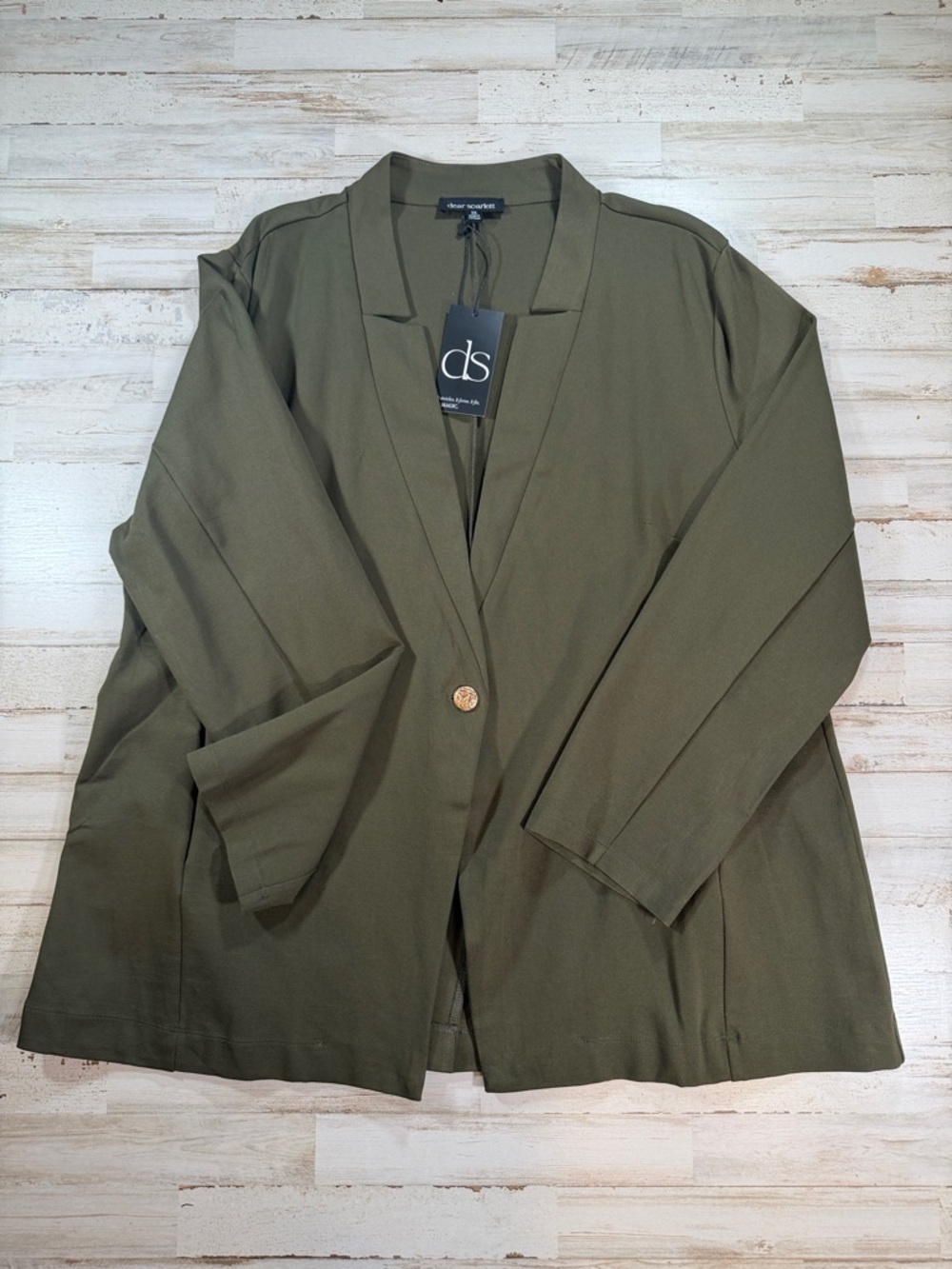 Dear Scarlett Nautical Olive Single-Button Wrap Blazer for Women